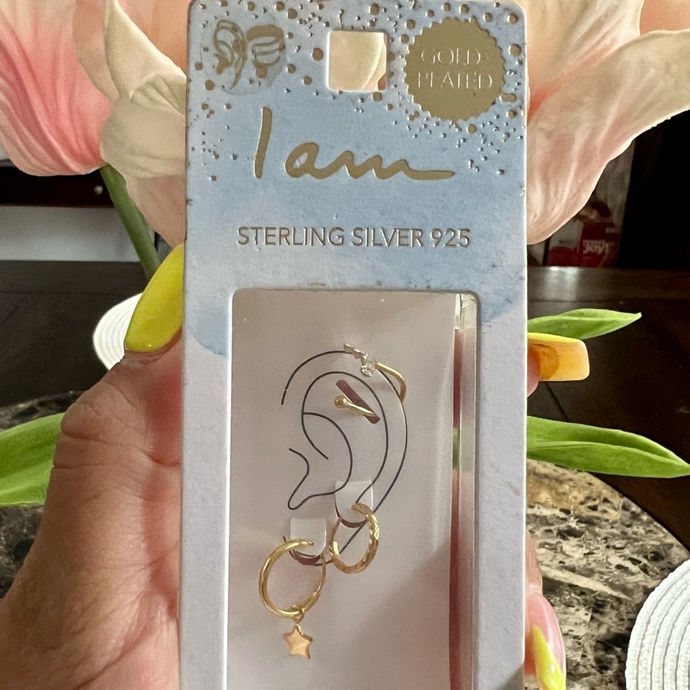 I Am Gold Plated Sterling Silver 925 Ear Piercing
